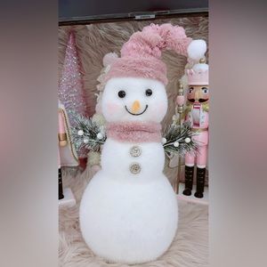 Glittery flocked Christmas snowman